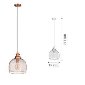 Copper Steel & Glass Pendant Light - Image 2