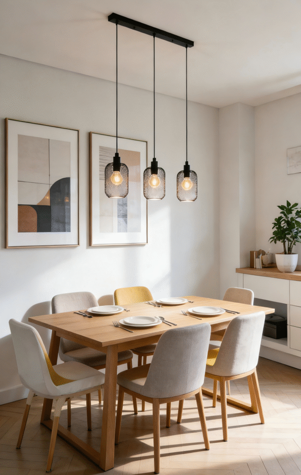 Black Steel 3-Light Pendant Light