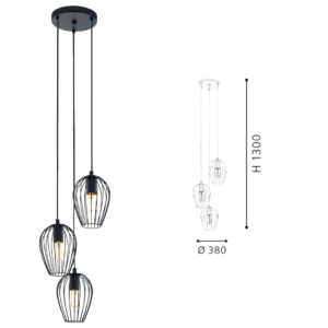 Black Steel Cluster Pendant Light - Image 2