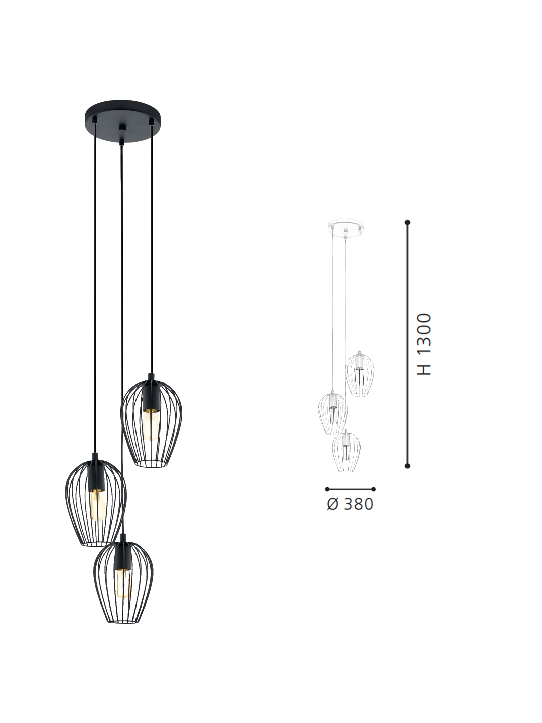 Black Steel Cluster Pendant Light - Image 2