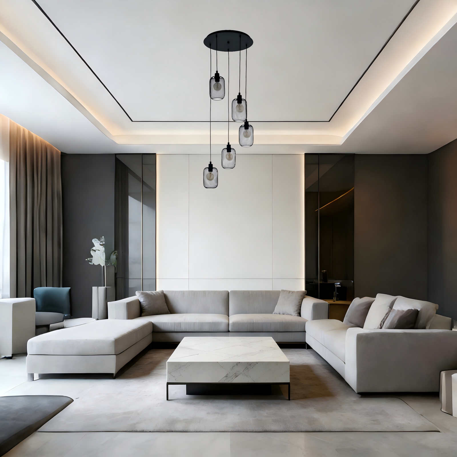 Black Steel 5-Light Pendant Light - Image 1