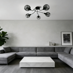 Black Steel 5-Light Ceiling Light