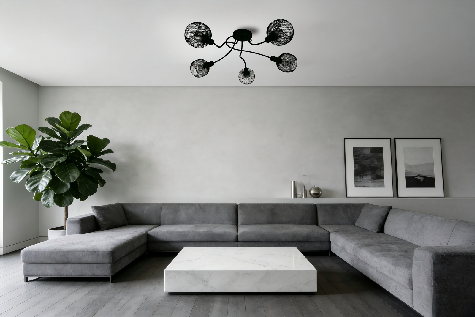 Black Steel 5-Light Ceiling Light - Image 1