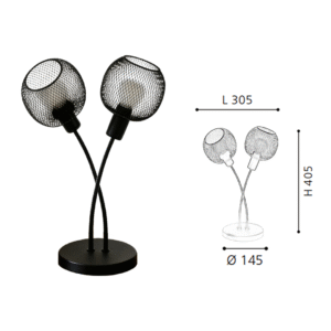 Black Steel 2-Light Table Light - Image 2