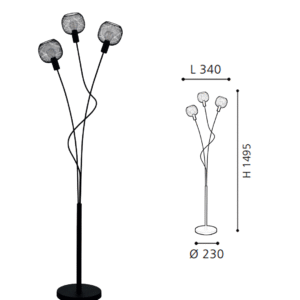 Black Steel 3-Light Floor Light - Image 2