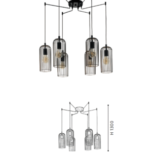 Black & Copper Steel 6-Light Pendant Light - Image 2