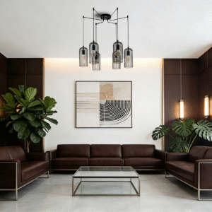 Black & Copper Steel 6-Light Pendant Light