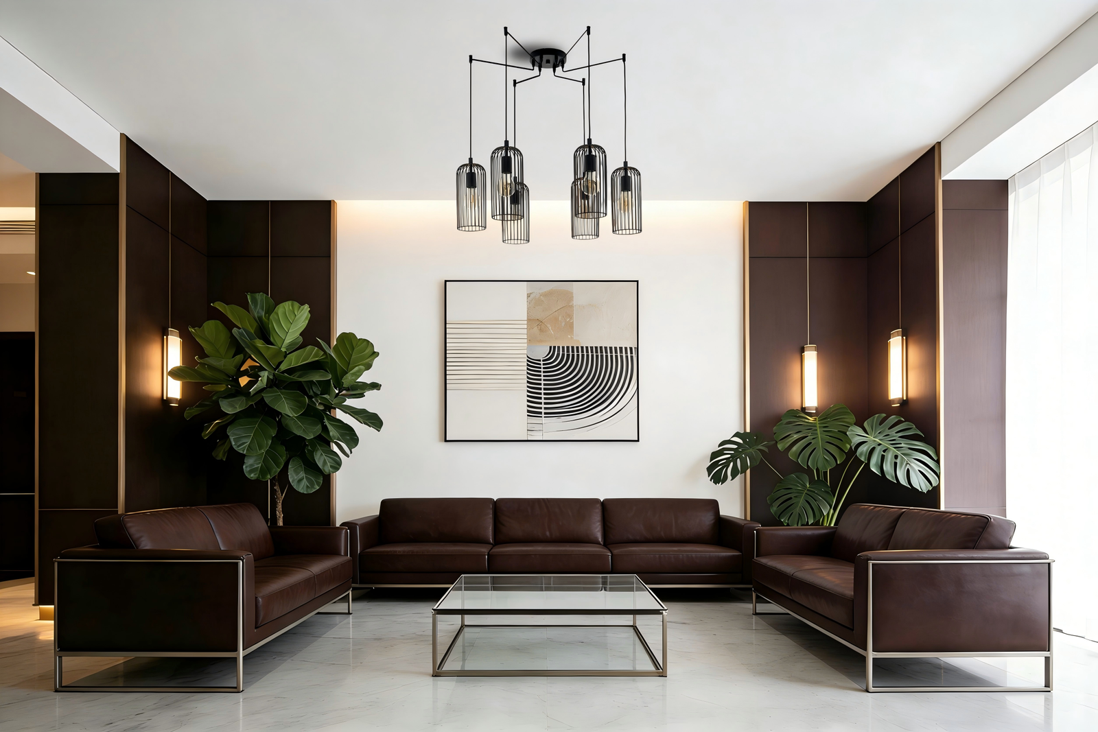 Black & Copper Steel 6-Light Pendant Light - Image 1