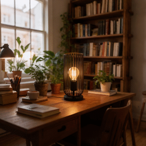 Black & Copper Steel Table Light