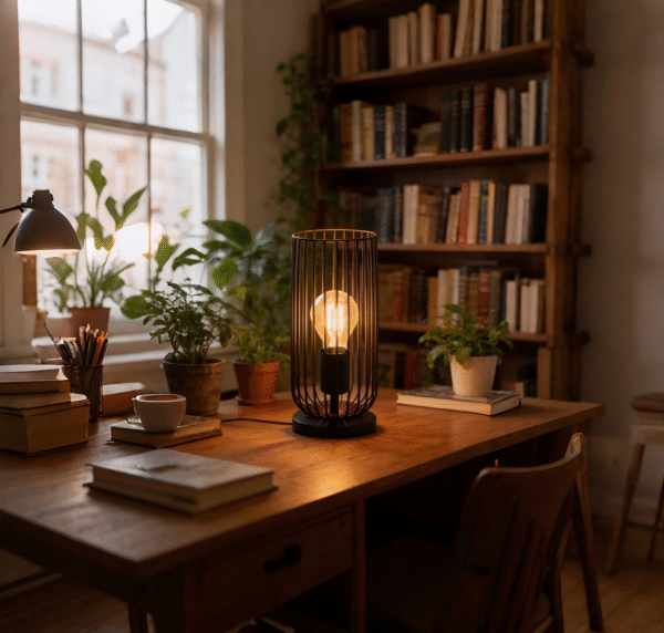 Black & Copper Steel Table Light