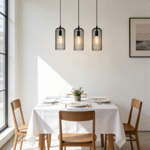 Black & Copper Steel 3-Light Pendant Light