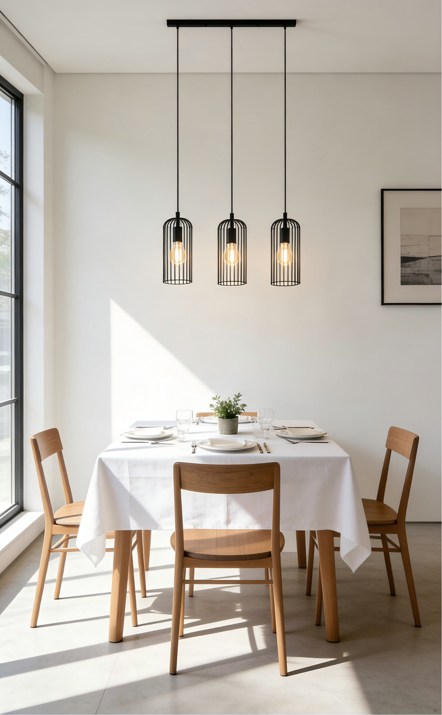 Black & Copper Steel 3-Light Pendant Light - Image 1