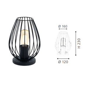 Black Steel Cage Table Light - Image 2