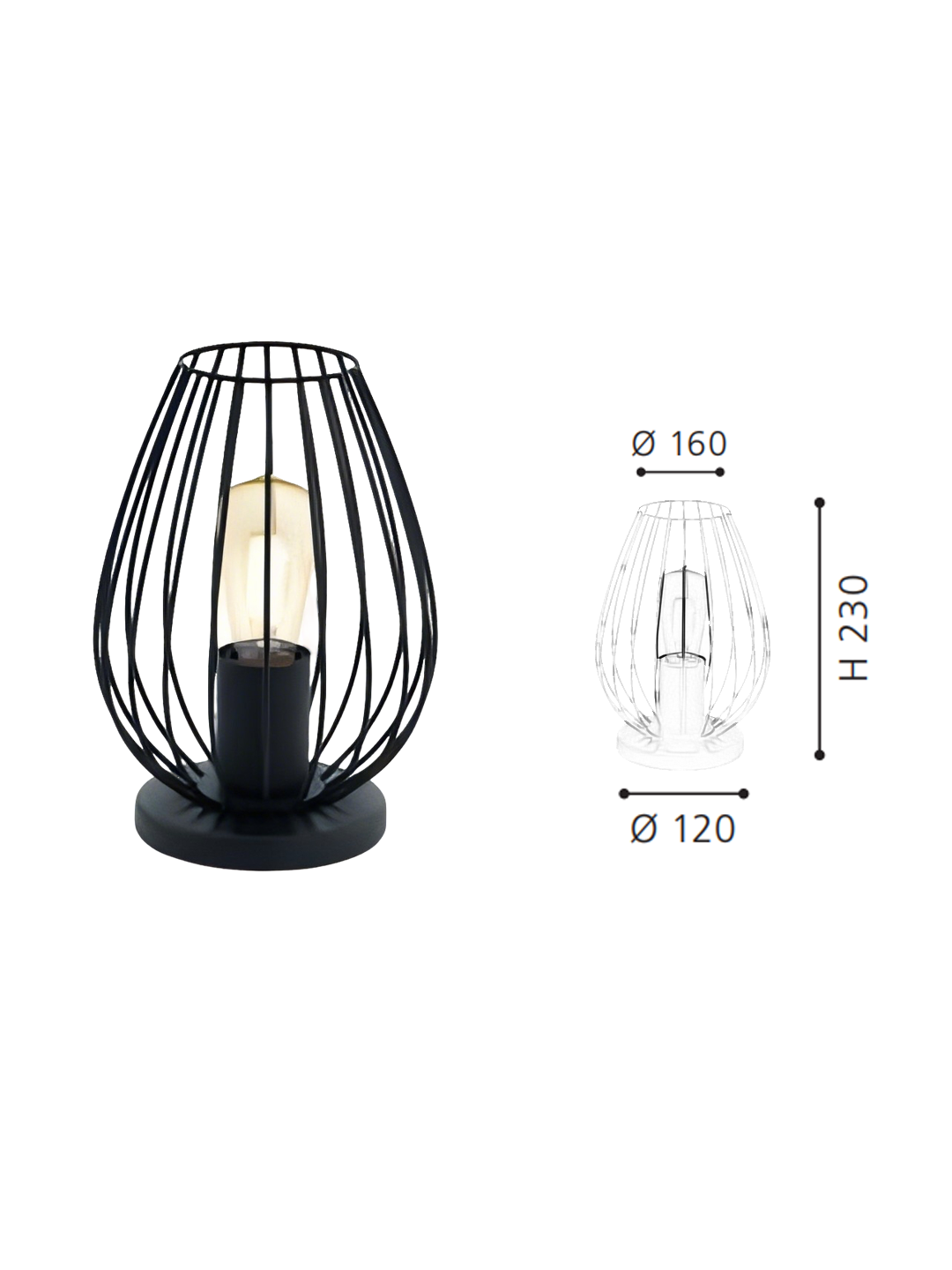 Black Steel Cage Table Light - Image 2