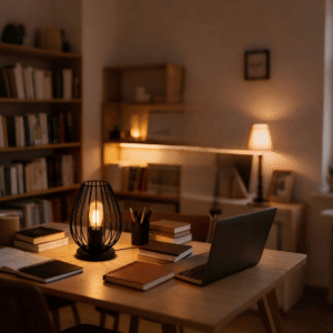 Black Steel Cage Table Light