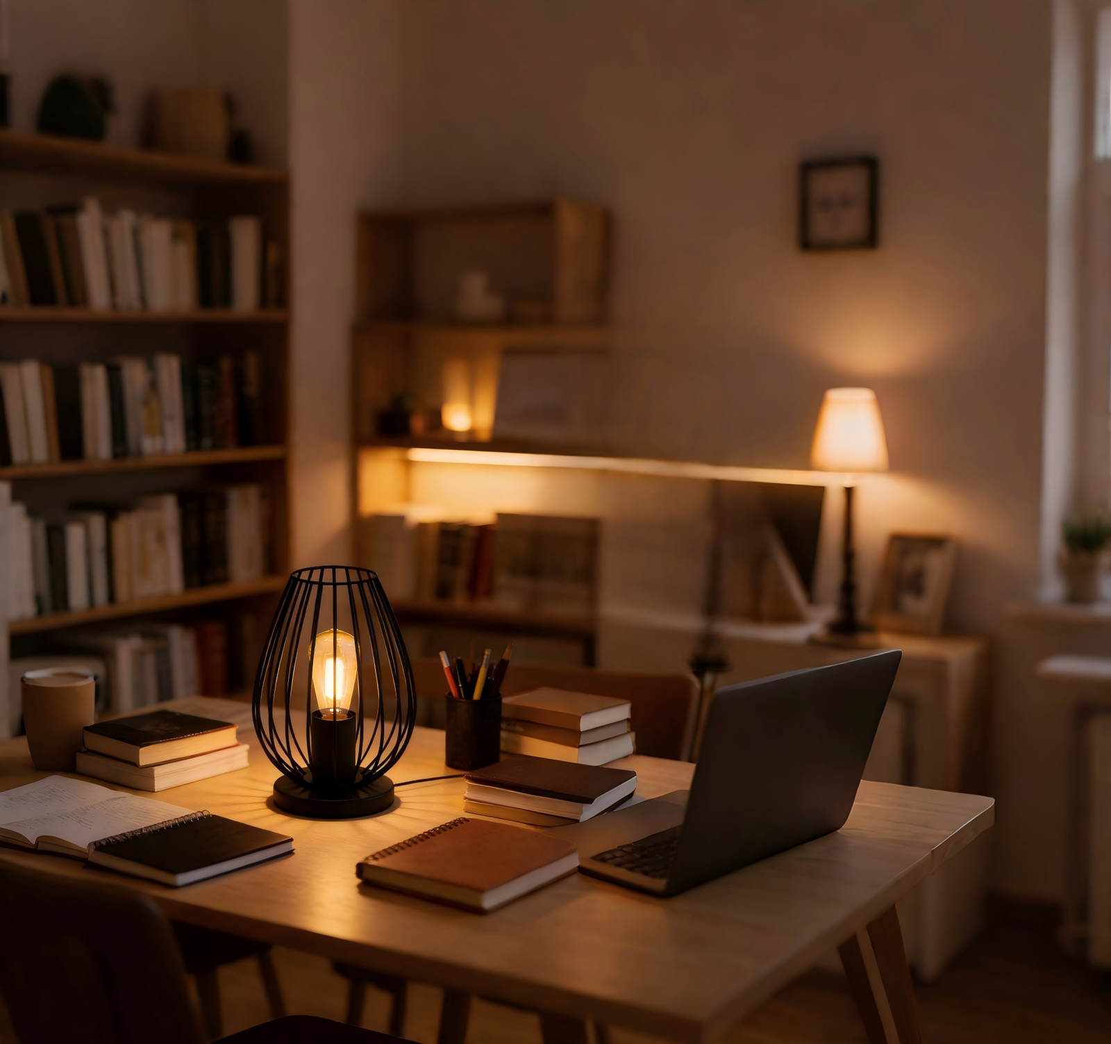Black Steel Cage Table Light - Image 1