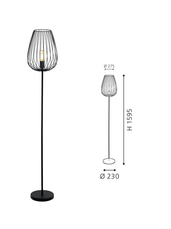 Black Steel Cage Floor Lamp