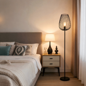 Black Steel Cage Floor Lamp