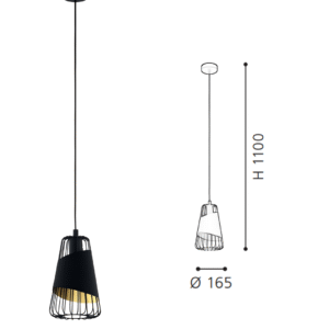 Black & Gold Steel-Fabric Pendant Light - Image 2