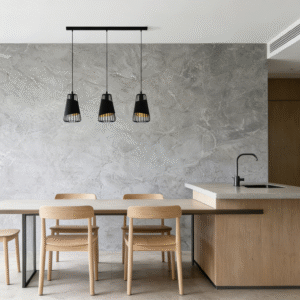 Black & Gold 3-Light Steel-Fabric Pendant Light