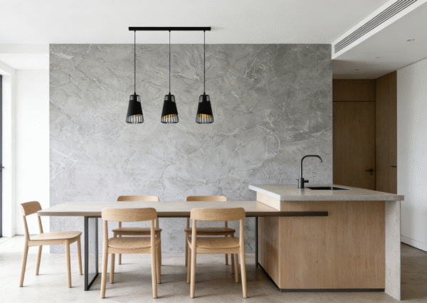 Black & Gold 3-Light Steel-Fabric Pendant Light