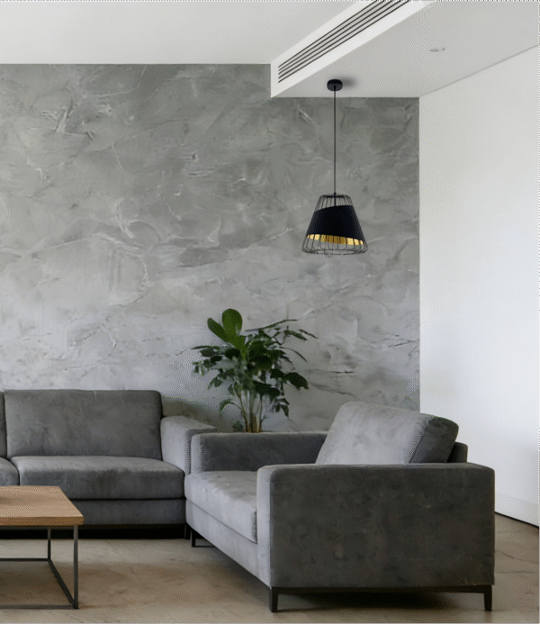 Black & Gold Steel-Fabric Pendant Light